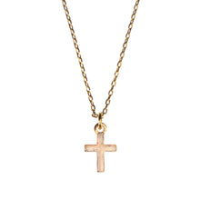 Charger l'image dans la galerie, Collier plaqué or croix émaillée communionCollier plaqué or croix émaillée nude pailletté communion